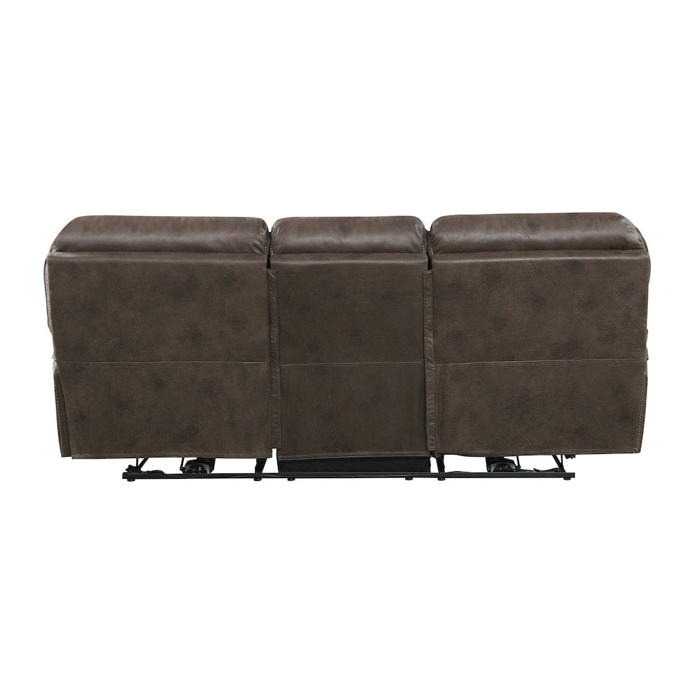 Proctor Microfiber Double Reclining Sofa In Brown