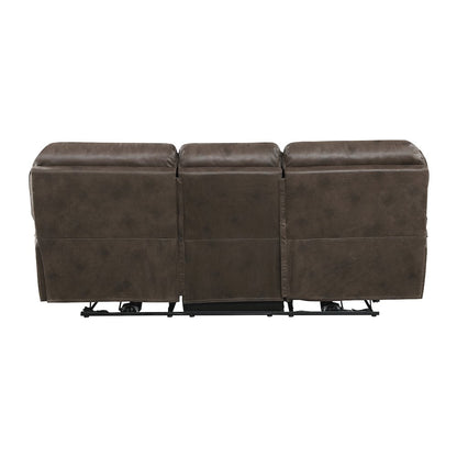 Proctor Microfiber Double Reclining Sofa In Brown