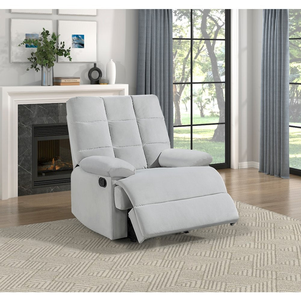 Lexicon Colin Velvet Manual Recliner in Light Gray
