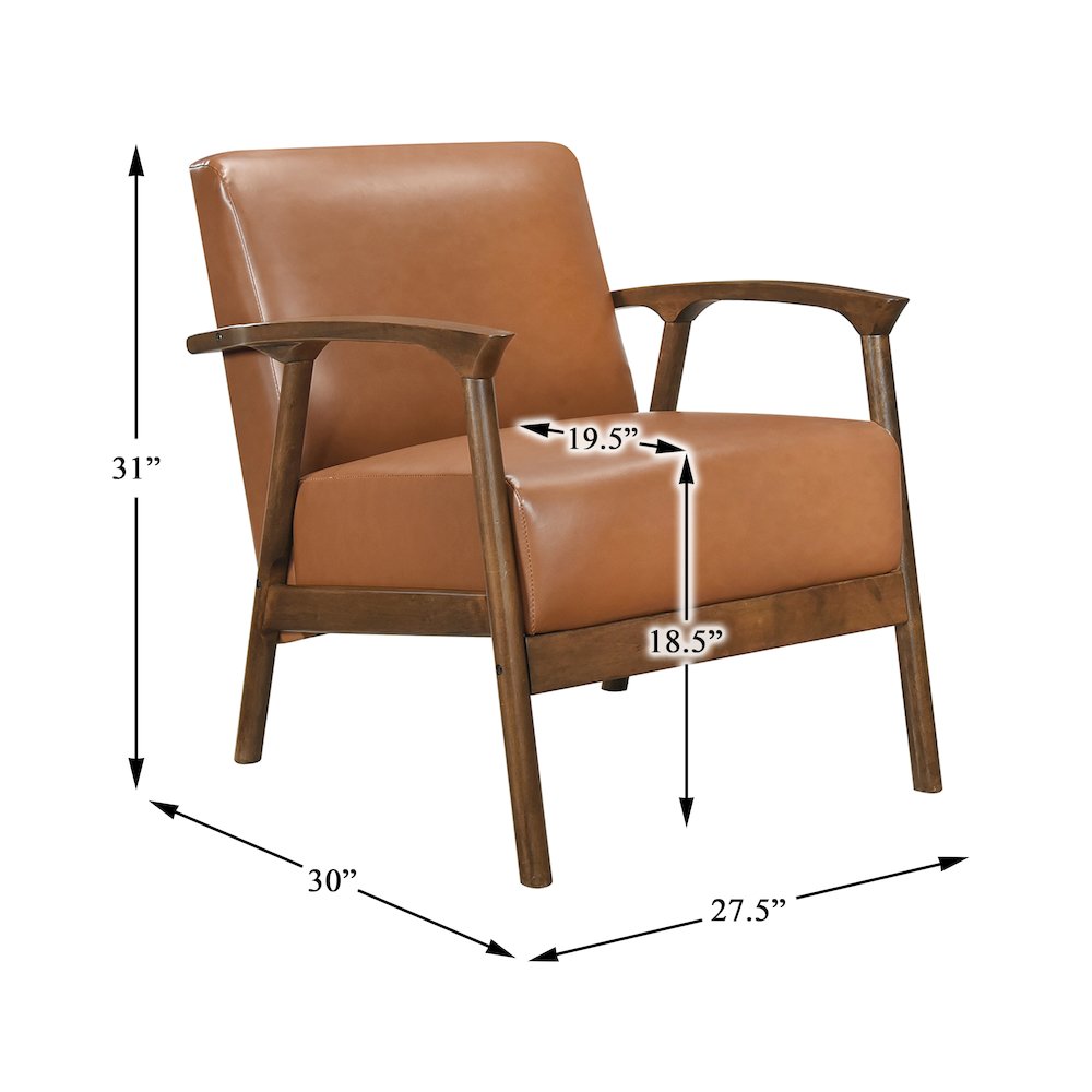 Eli Faux Leather Accent Chair in Brown