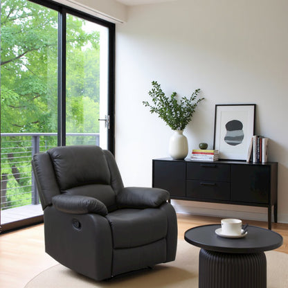 Dark Brown Manual Recliner, Plush Reclining Chair for Living Room Comfort