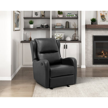 Lexicon Durant Faux Leather Glider Manual Recliner in Black