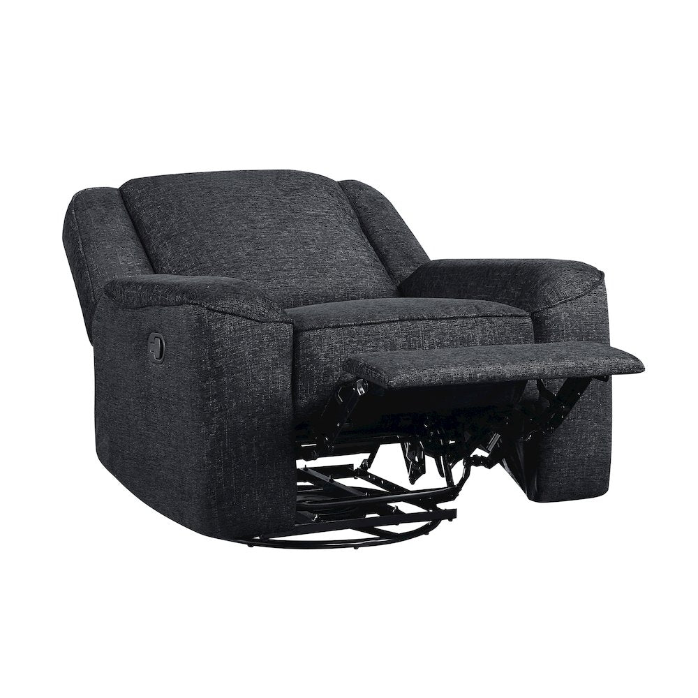 Monterey Chenille Swivel Reclining Chair In Ebony