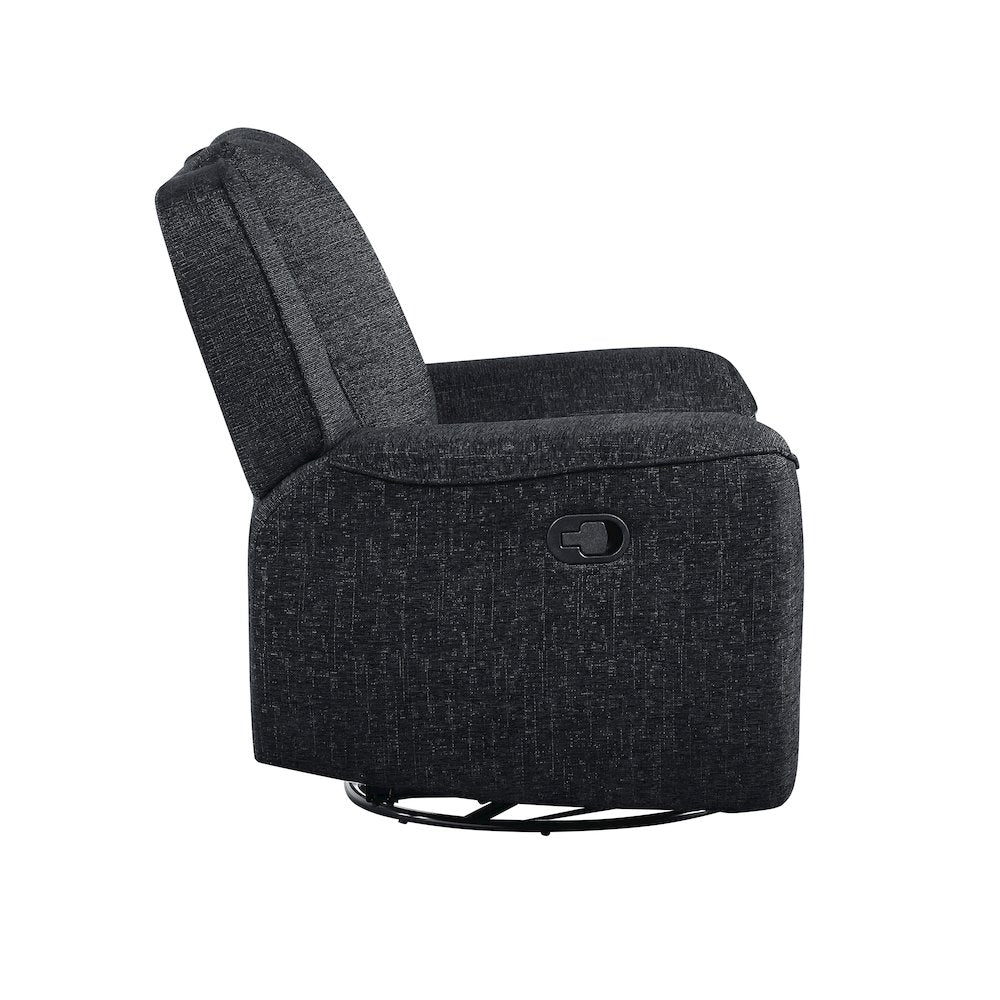 Monterey Chenille Swivel Reclining Chair In Ebony