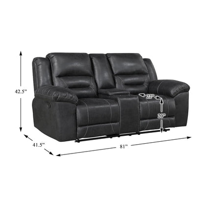 Lexicon Hazen Microfiber Double Reclining Love Seat with Center Console in Black