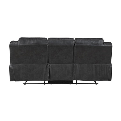 Lexicon Hazen Microfiber Double Reclining Sofa in Black