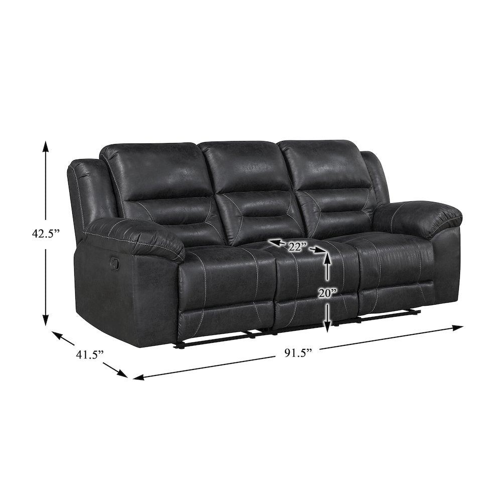 Lexicon Hazen Microfiber Double Reclining Sofa in Black