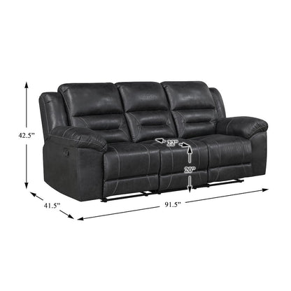 Lexicon Hazen Microfiber Double Reclining Sofa in Black