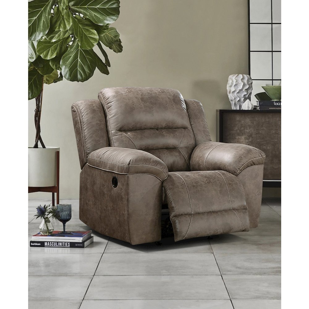 Hazen Microfiber Rocker Reclining Chair In Brown