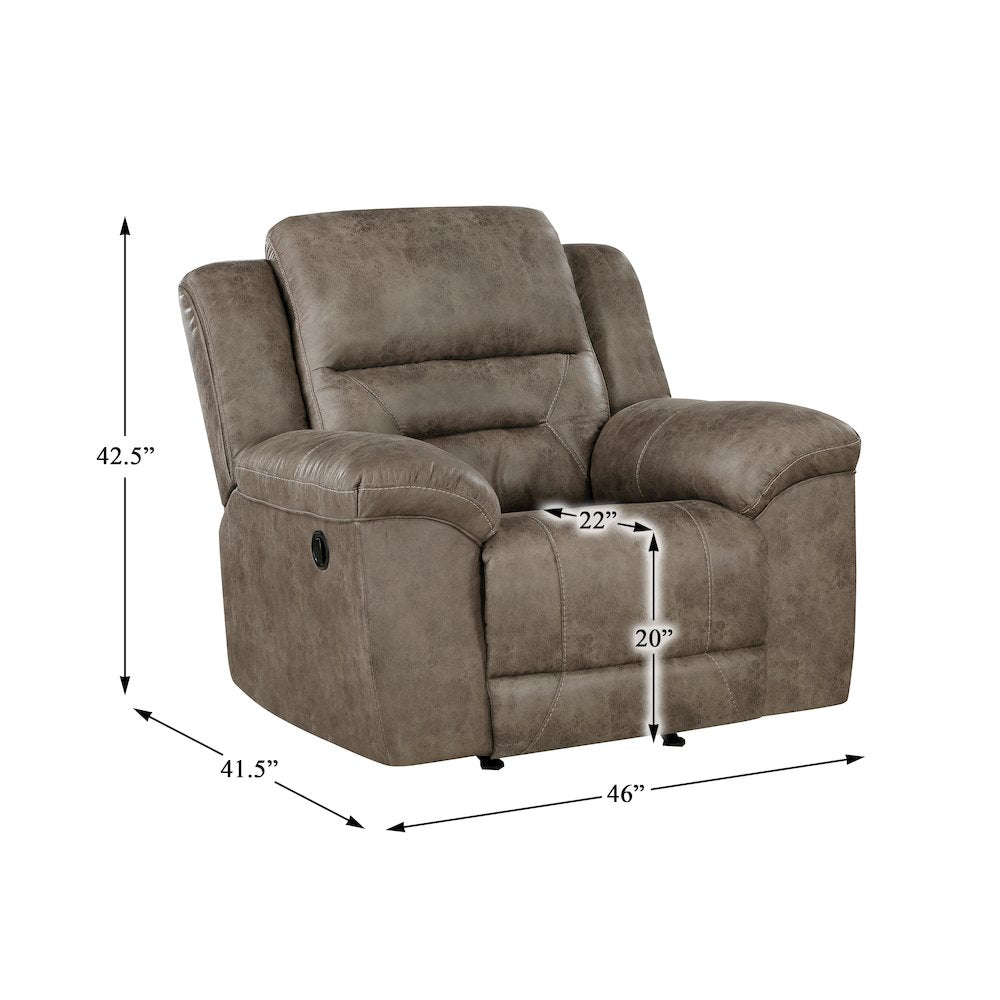 Hazen Microfiber Rocker Reclining Chair In Brown