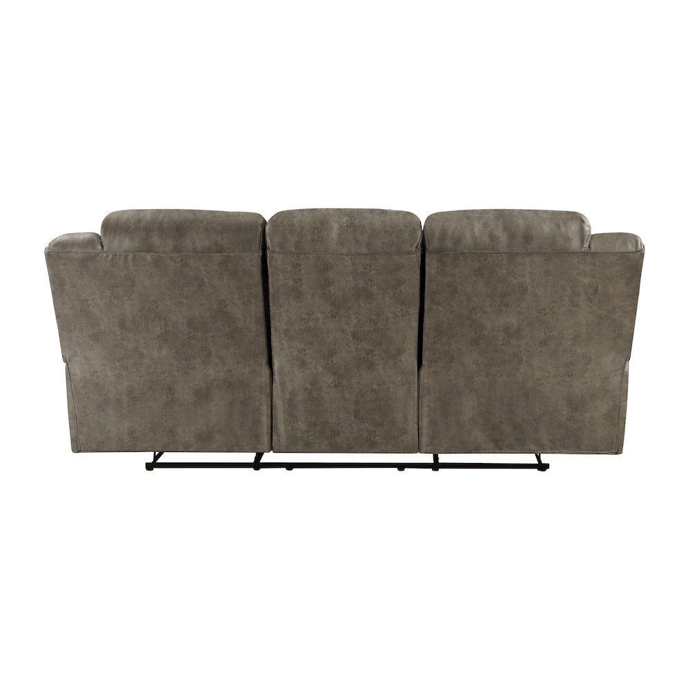 Hazen Microfiber Double Reclining Sofa In Brown