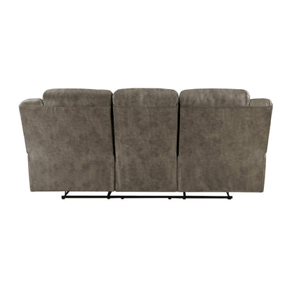 Hazen Microfiber Double Reclining Sofa In Brown