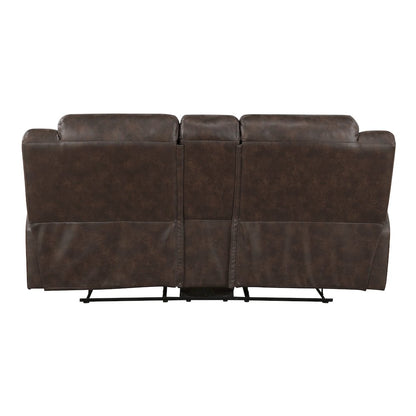 Lexicon Hazen Microfiber Double Reclining Love Seat in Dark Brown