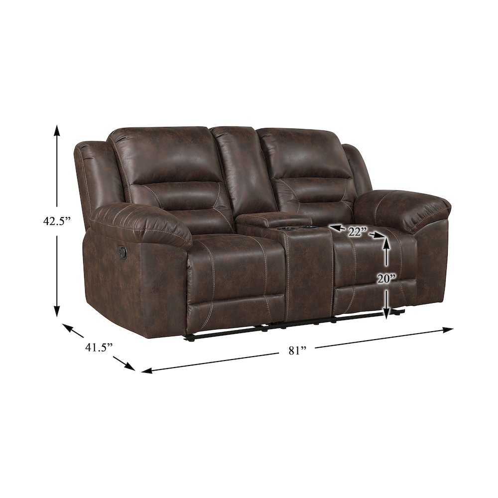 Lexicon Hazen Microfiber Double Reclining Love Seat in Dark Brown