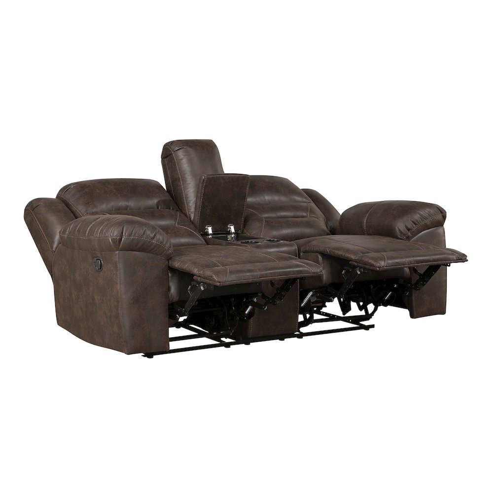 Lexicon Hazen Microfiber Double Reclining Love Seat in Dark Brown
