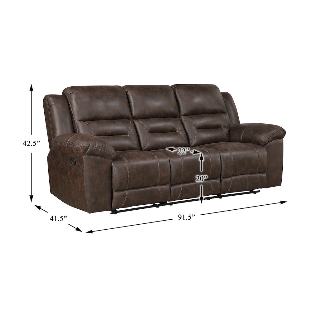 Lexicon Hazen Microfiber Double Reclining Sofa in Dark Brown