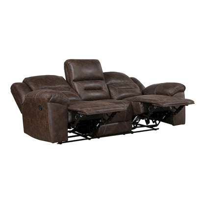 Lexicon Hazen Microfiber Double Reclining Sofa in Dark Brown