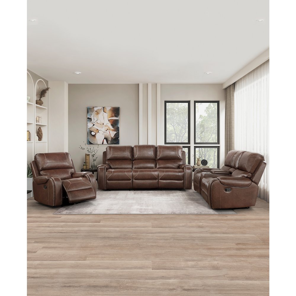Newnan Faux Leather Swivel Glider Reclining Chair In Brown