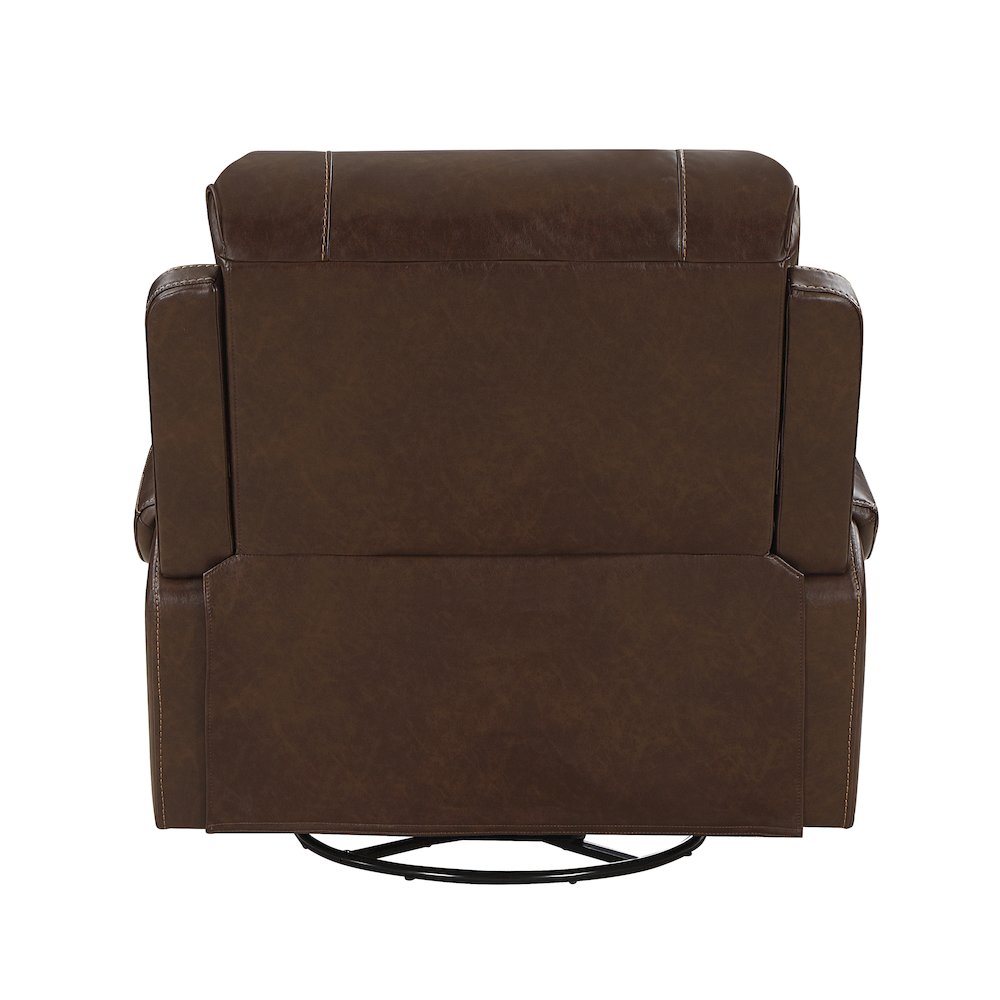Newnan Faux Leather Swivel Glider Reclining Chair In Brown
