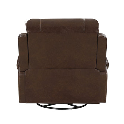 Newnan Faux Leather Swivel Glider Reclining Chair In Brown