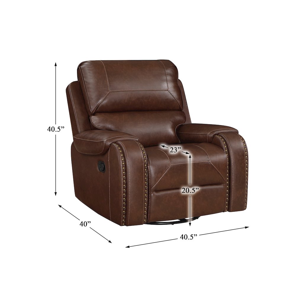 Newnan Faux Leather Swivel Glider Reclining Chair In Brown