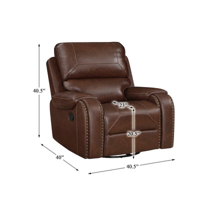 Newnan Faux Leather Swivel Glider Reclining Chair In Brown