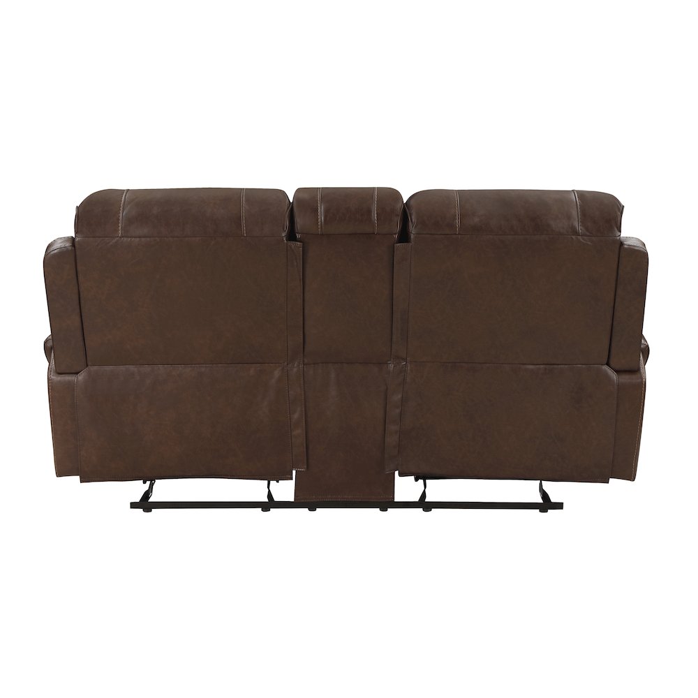 Newnan Faux Leather Double Glider Reclining Love Seat In Brown