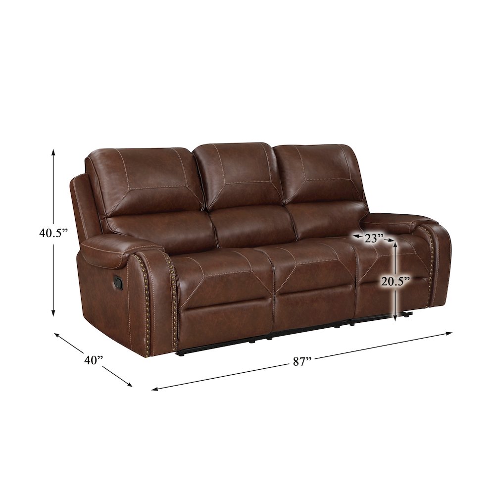 Newnan Faux Leather Double Reclining Sofa In Brown