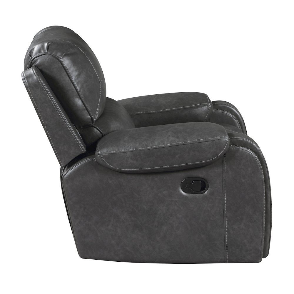 Lexicon Newnan Faux leather Swivel Glider Reclining Chair in Gray