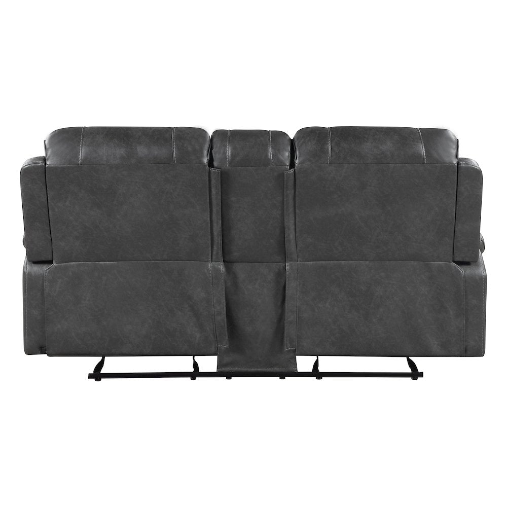 Lexicon Newnan Faux leather Double Glider Reclining Love Seat in Gray