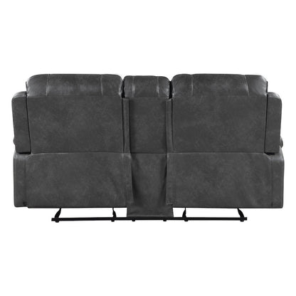 Lexicon Newnan Faux leather Double Glider Reclining Love Seat in Gray