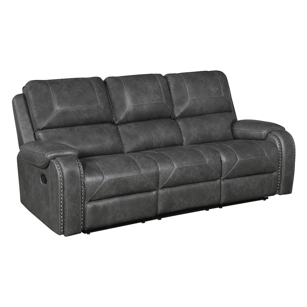 Lexicon Newnan Faux leather Double Reclining Sofa in Gray