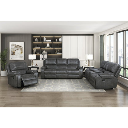 Lexicon Newnan Faux leather Double Reclining Sofa in Gray