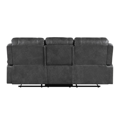 Lexicon Newnan Faux leather Double Reclining Sofa in Gray
