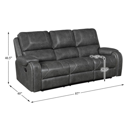 Lexicon Newnan Faux leather Double Reclining Sofa in Gray