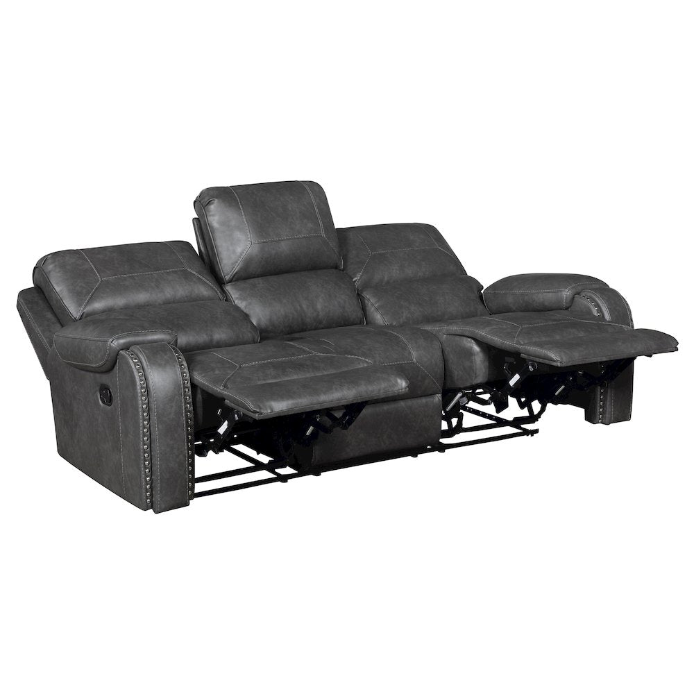Lexicon Newnan Faux leather Double Reclining Sofa in Gray
