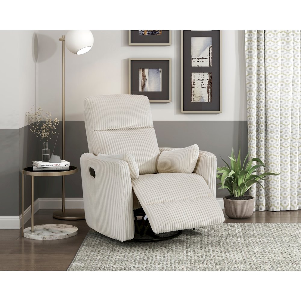 Lexicon Traverse Corduroy Swivel Glider Reclining Chair in Beige