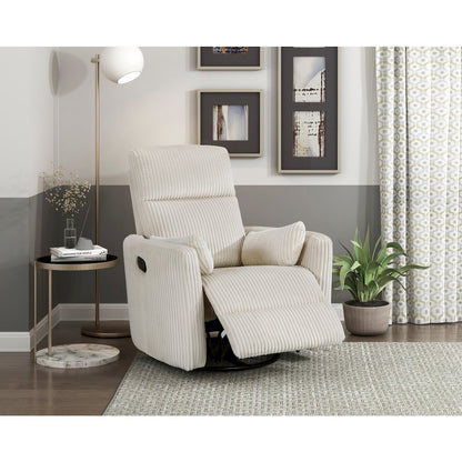 Lexicon Traverse Corduroy Swivel Glider Reclining Chair in Beige