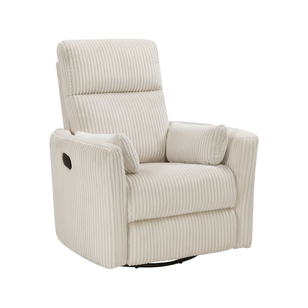Lexicon Traverse Corduroy Swivel Glider Reclining Chair in Beige