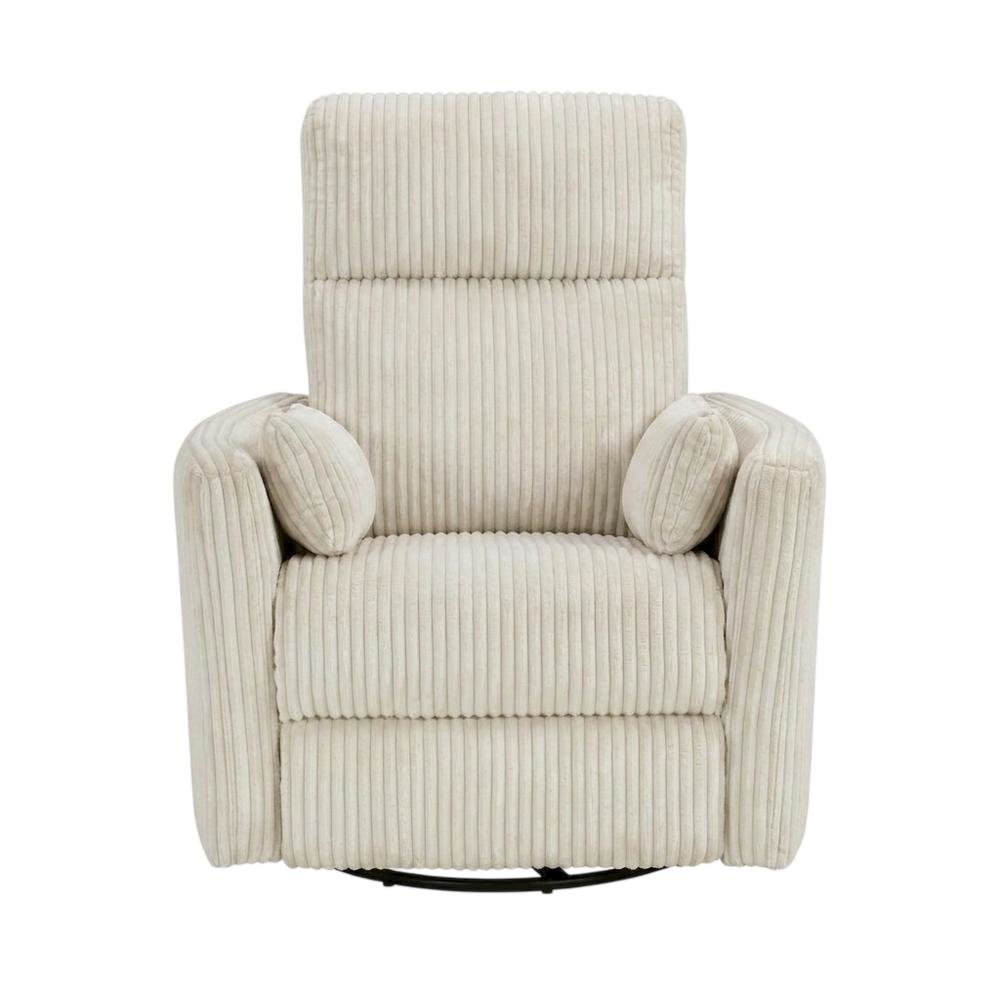 Corduroy Swivel Glider Recliner Chair for Living Room or Nursery, Beige