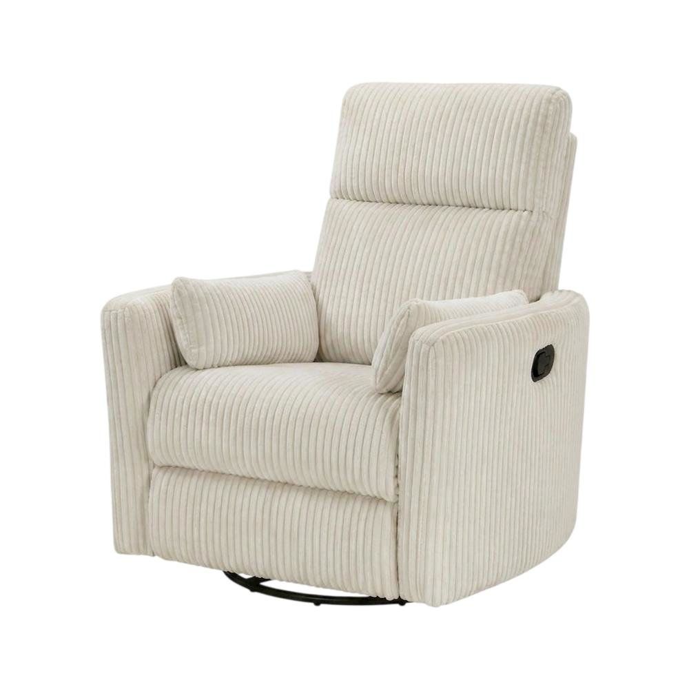 Corduroy Swivel Glider Recliner Chair for Living Room or Nursery, Beige
