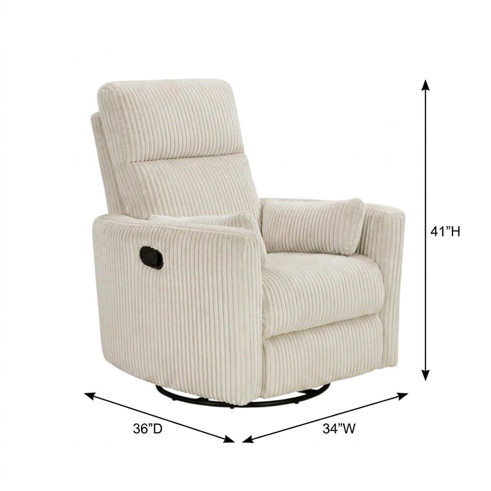 Corduroy Swivel Glider Recliner Chair for Living Room or Nursery, Beige