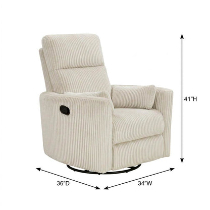 Corduroy Swivel Glider Recliner Chair for Living Room or Nursery, Beige