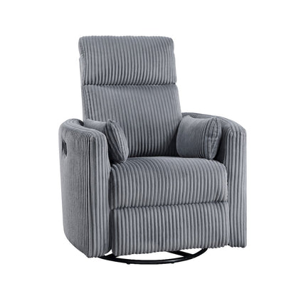 Lexicon Traverse Corduroy Swivel Glider Reclining Chair in Gray