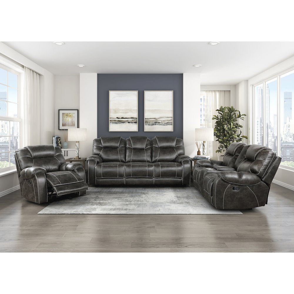 Gainesville Microfiber Double Reclining Love Seat In Chocolate