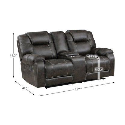 Gainesville Microfiber Double Reclining Love Seat In Chocolate