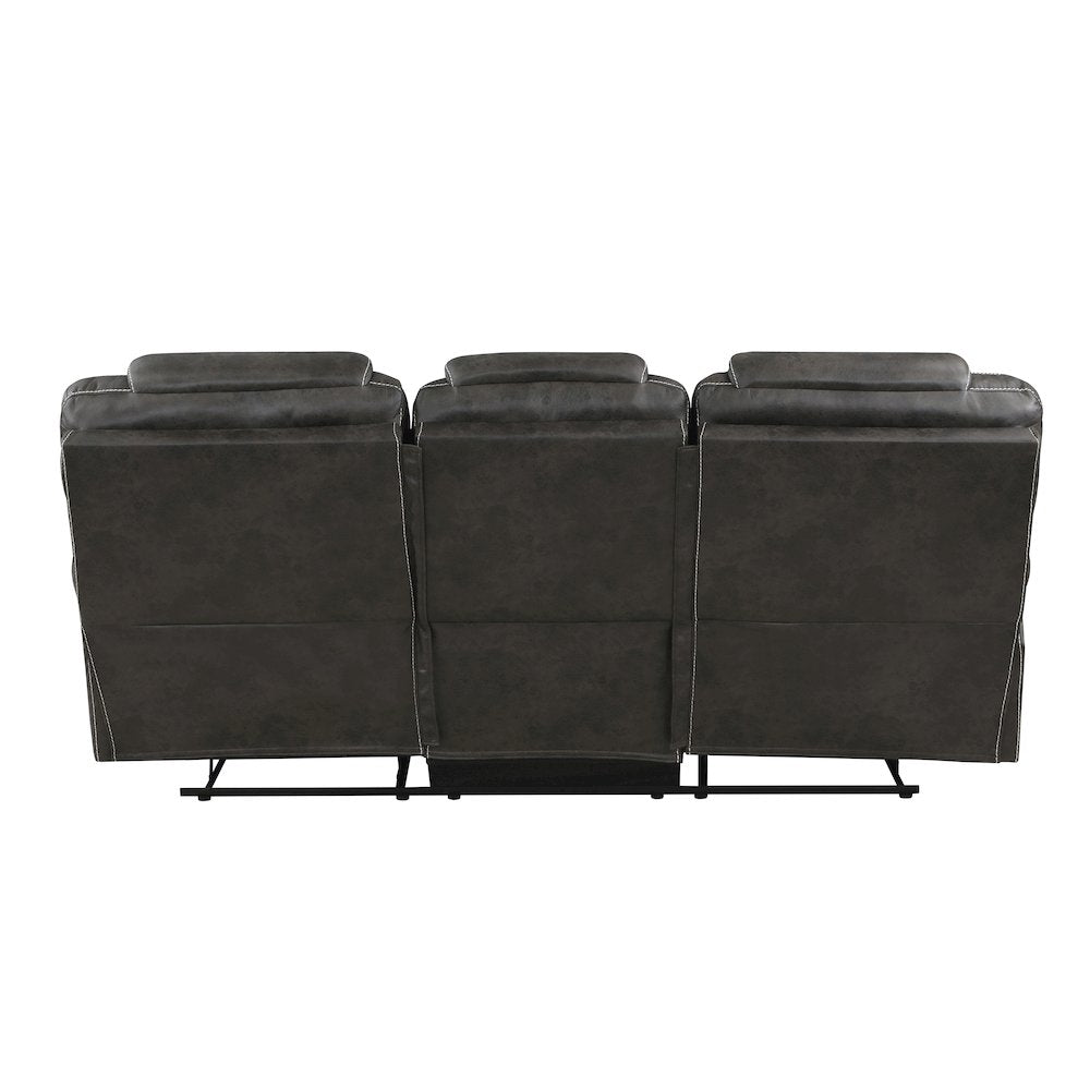 Gainesville Microfiber Double Reclining Sofa In Chocolate