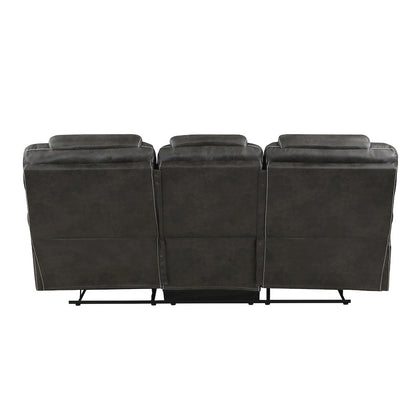 Gainesville Microfiber Double Reclining Sofa In Chocolate