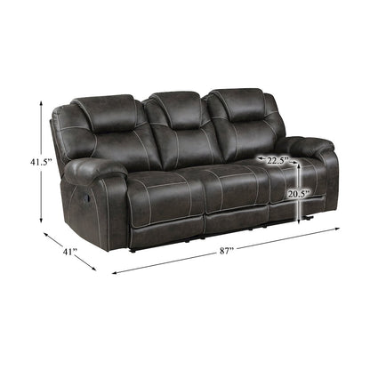 Gainesville Microfiber Double Reclining Sofa In Chocolate