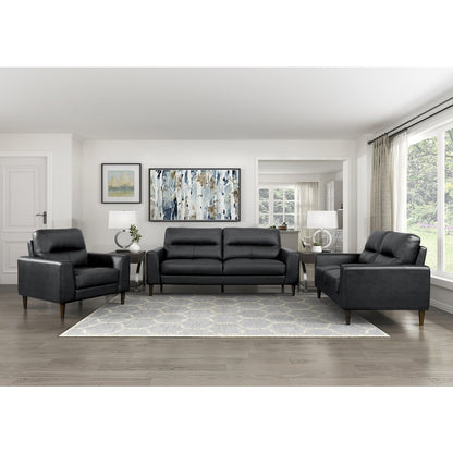Lewes Leather Arm Chair In Black